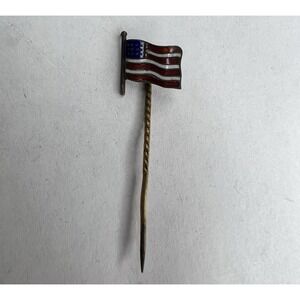 Vintage Enamel American Flag Stick Lapel Pin Tie Tack Antique